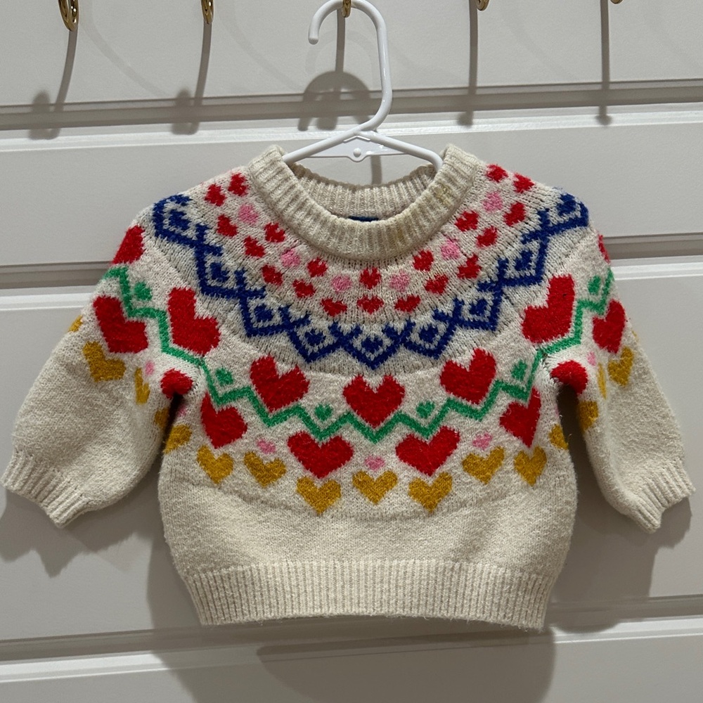 Old Navy Multicolor Heart Pattern Sweater